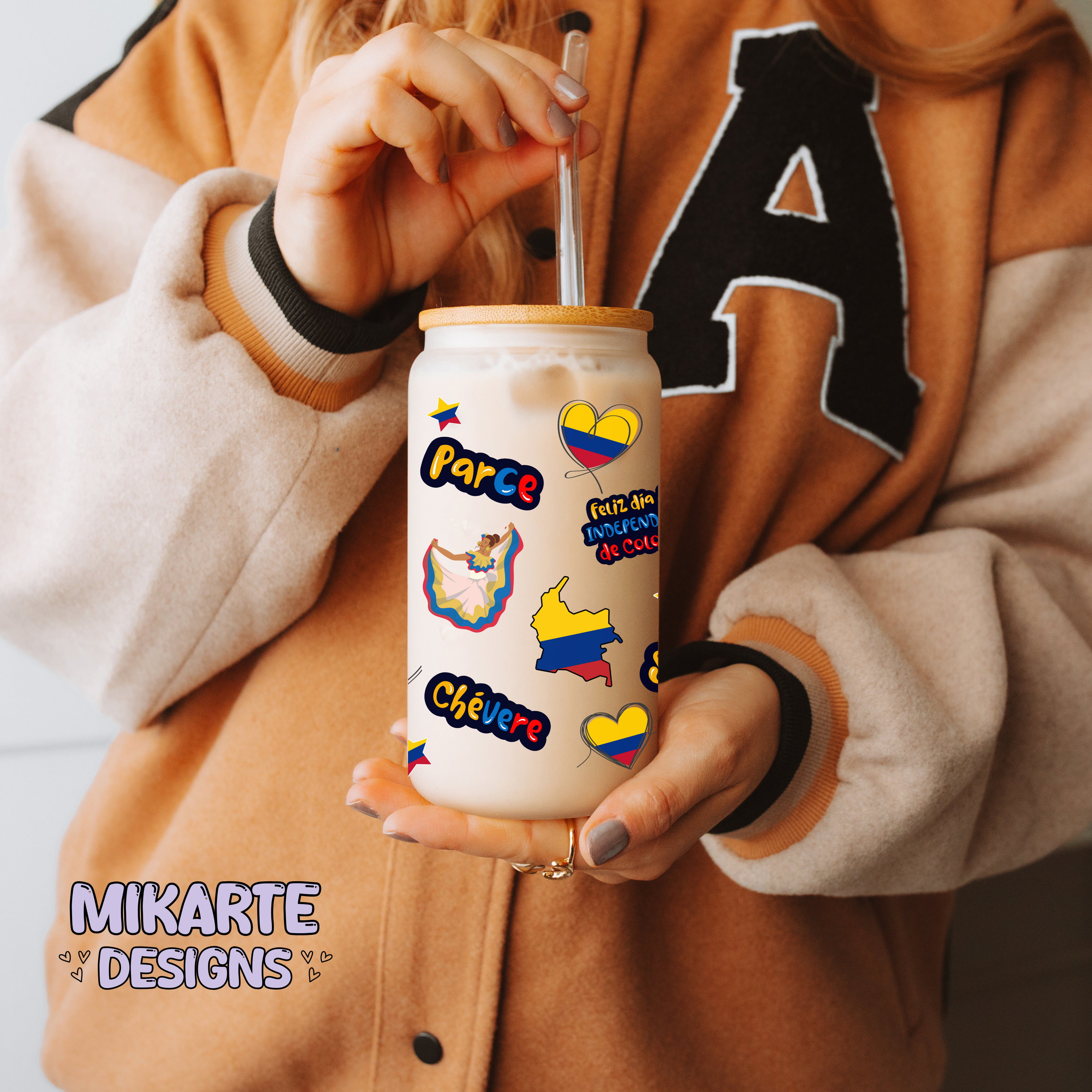 Colombia | Diseño Digital PNG de Vaso de Vidrio de 16oz