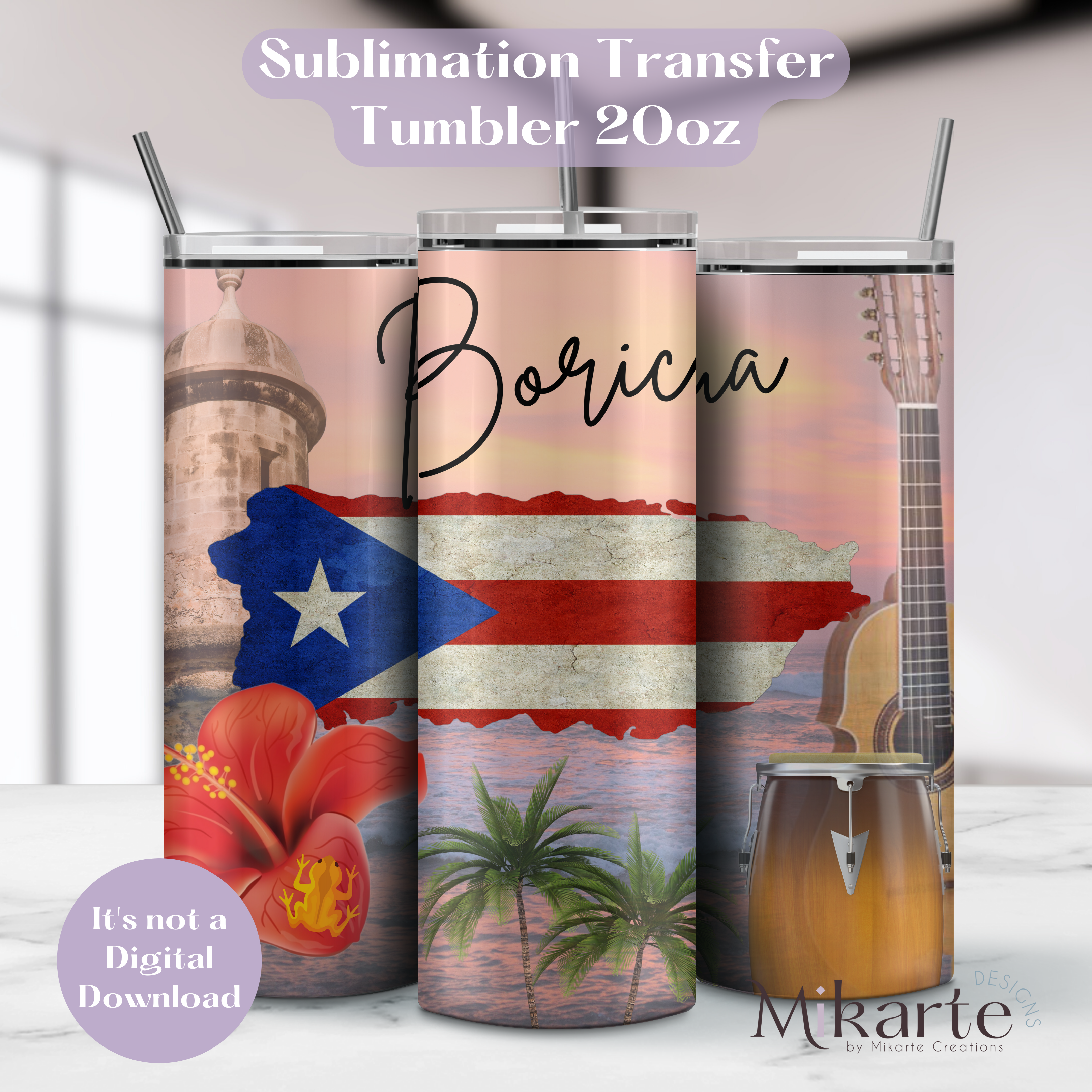 Boricua  - Tumbler Sublimation Transfer