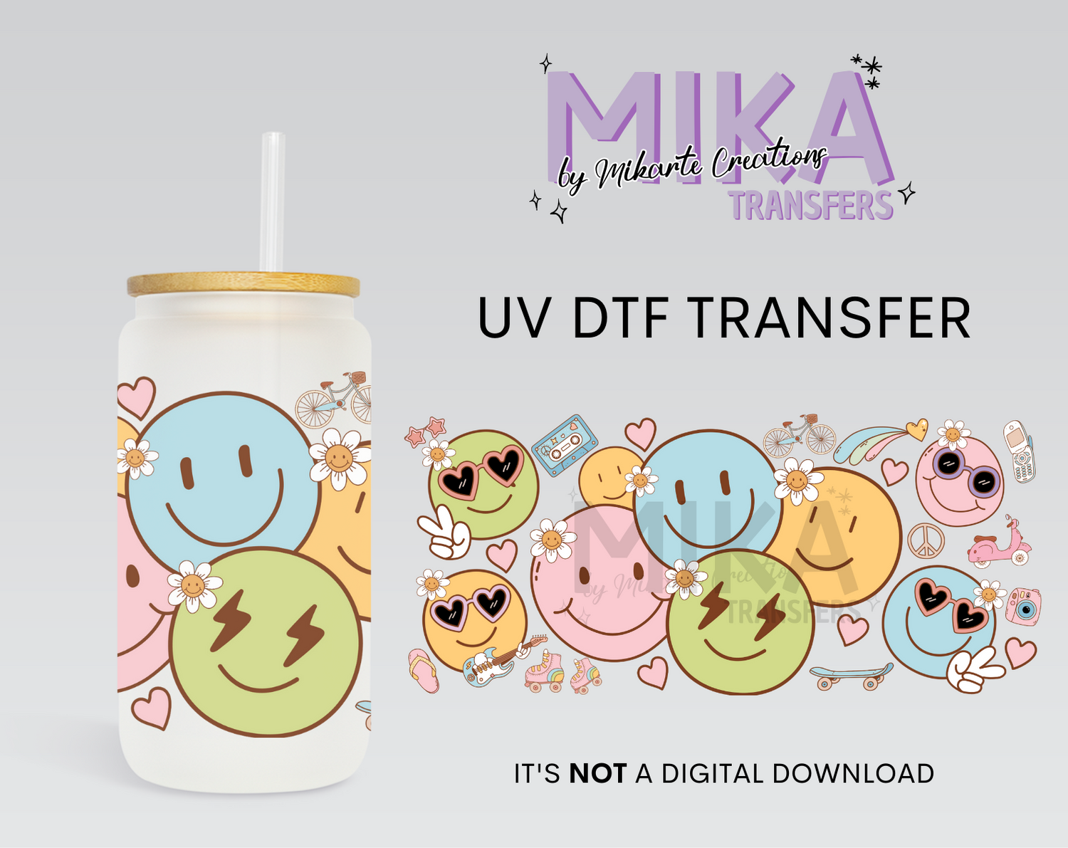 Cool Happy Face | UV DTF Wrap