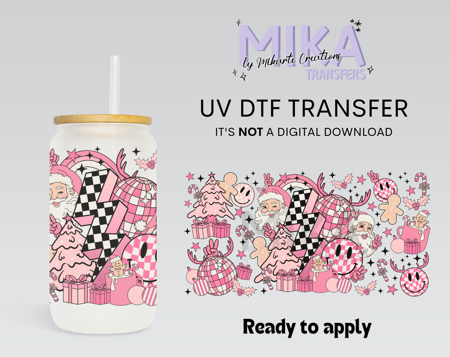 Pink Retro Christmas | UV DTF