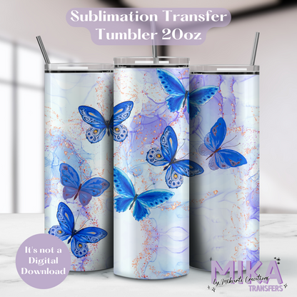 Blue Butterflies | Tumbler Sublimation Transfers