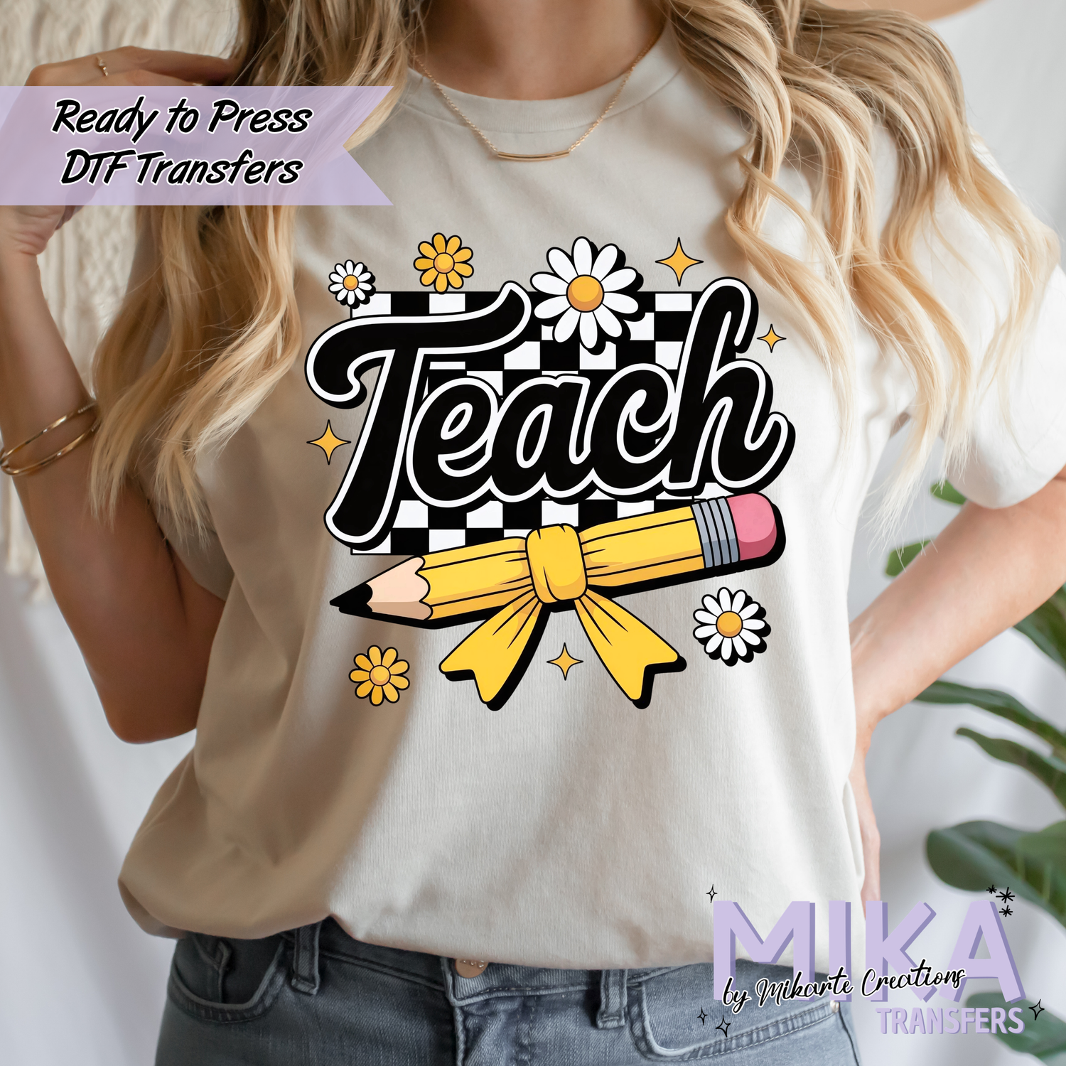 TEACH Pencil Bow | DTF transfers