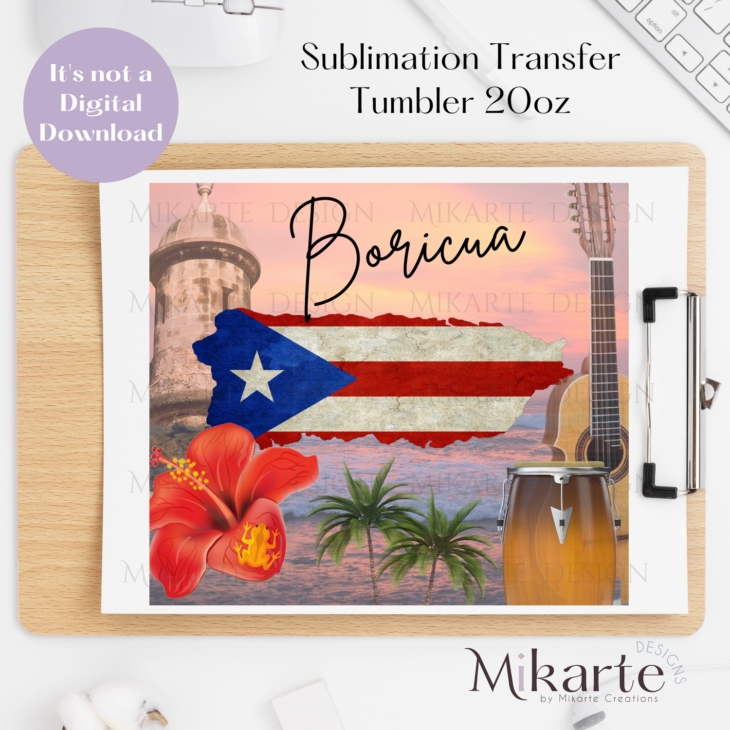 Boricua  - Tumbler Sublimation Transfer