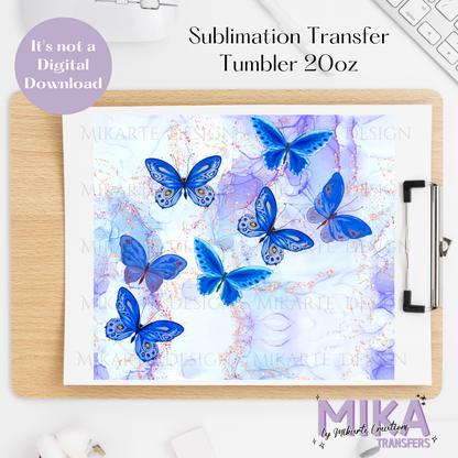 Blue Butterflies | Tumbler Sublimation Transfers