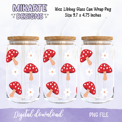 Musroom | 16oz Glass Can PNG Digital Design