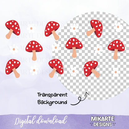 Musroom | 16oz Glass Can PNG Digital Design