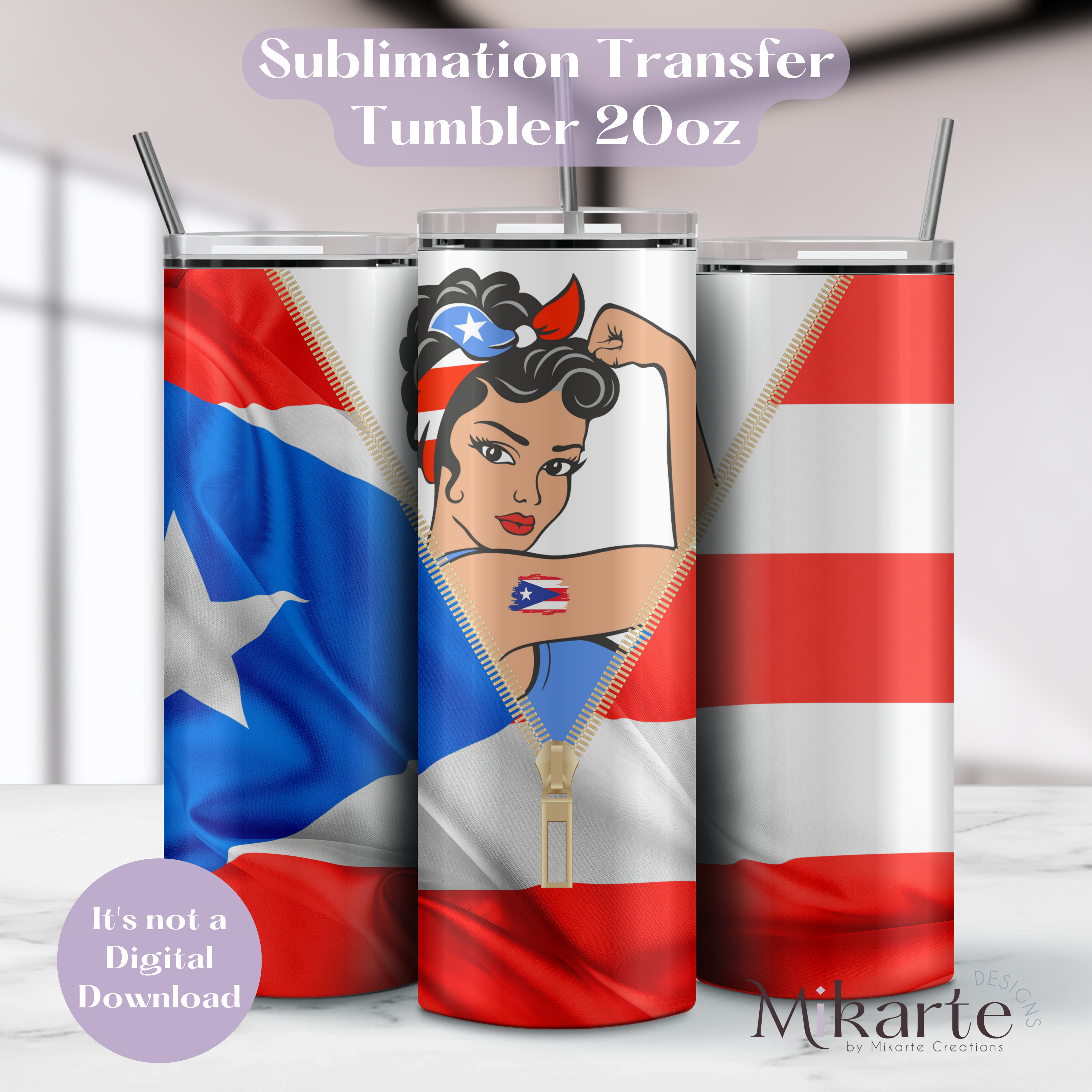 Mujer Boricua  - Tumbler Sublimation Transfer