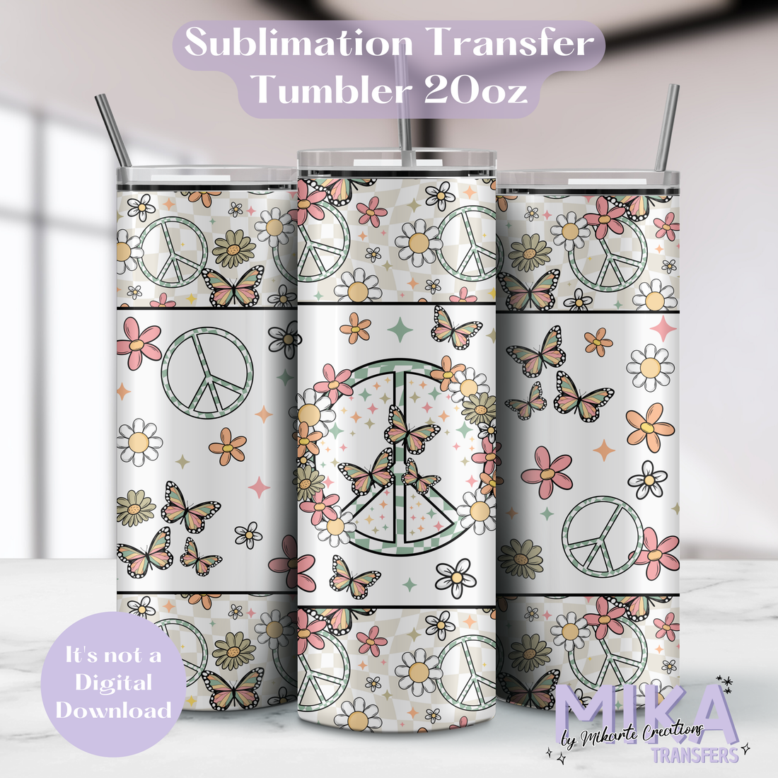 Floral Peace | Tumbler Sublimation Transfer