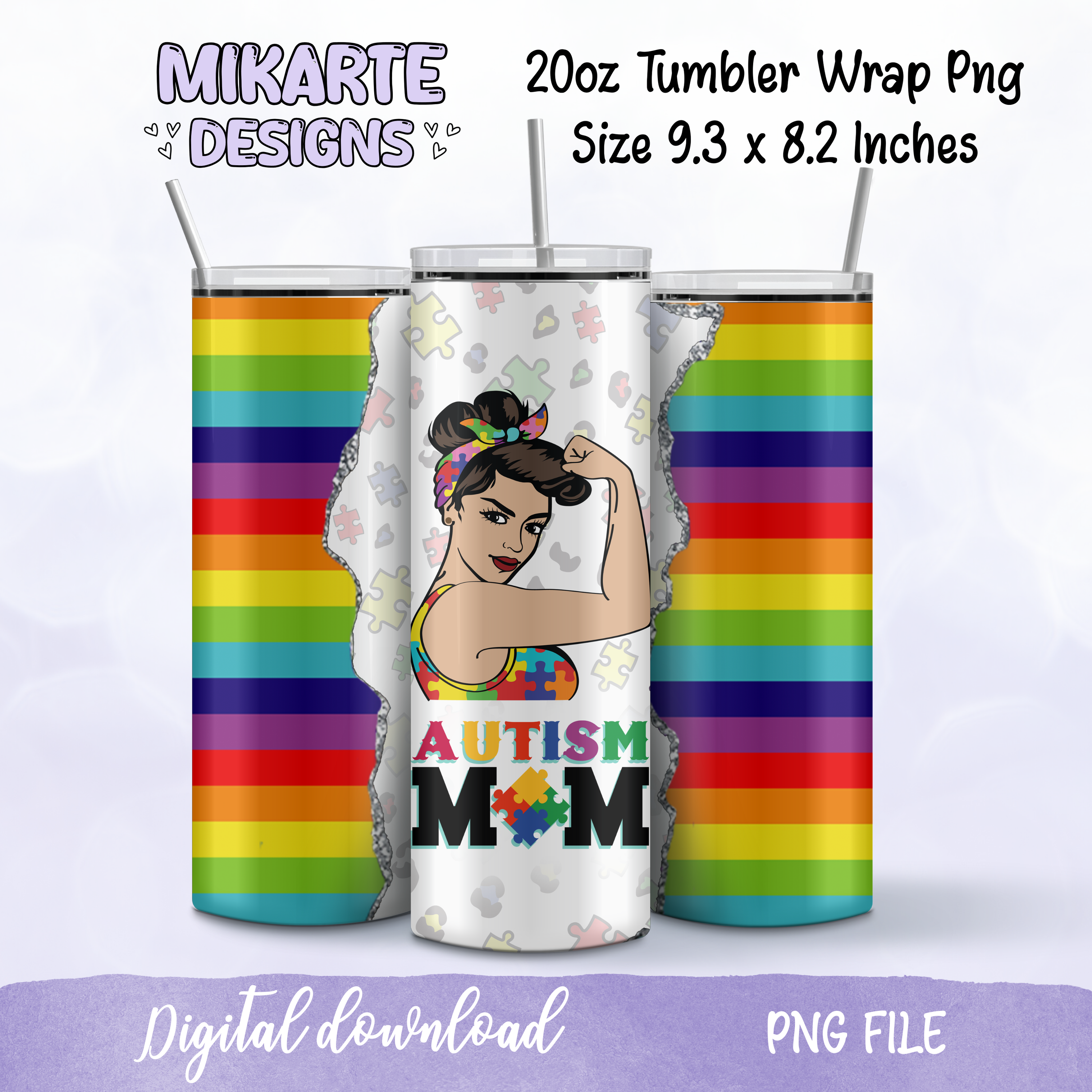 Mamá Autista | Diseño Digital PNG para Vaso Térmico