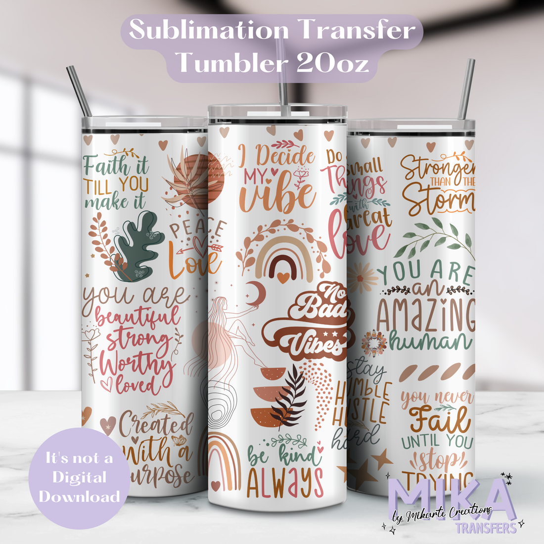 Boho Positive | Tumbler Sublimation Transfer