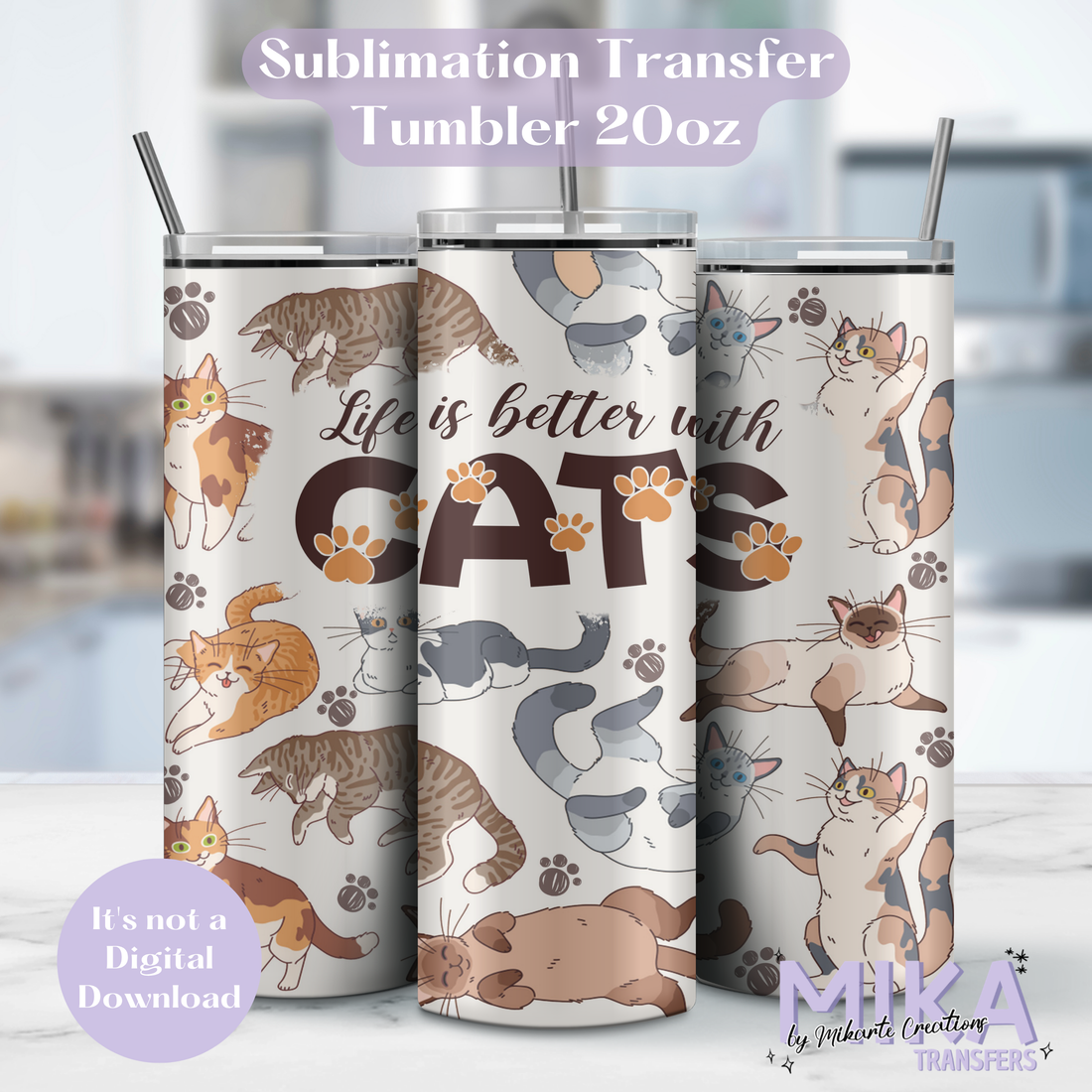 Cat | Tumbler Sublimation Transfer