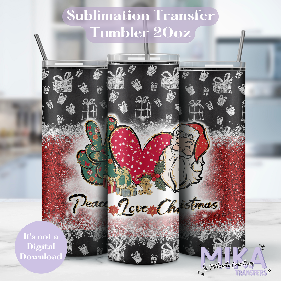 Peace, Love, Christmas | Tumbler Sublimation Transfer