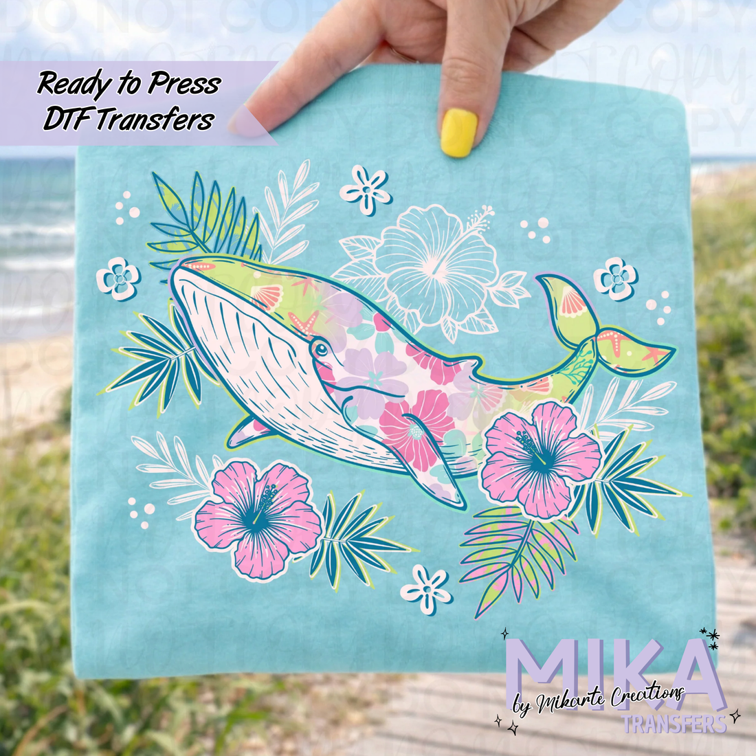 Floral Summer Whale | DTF transfers