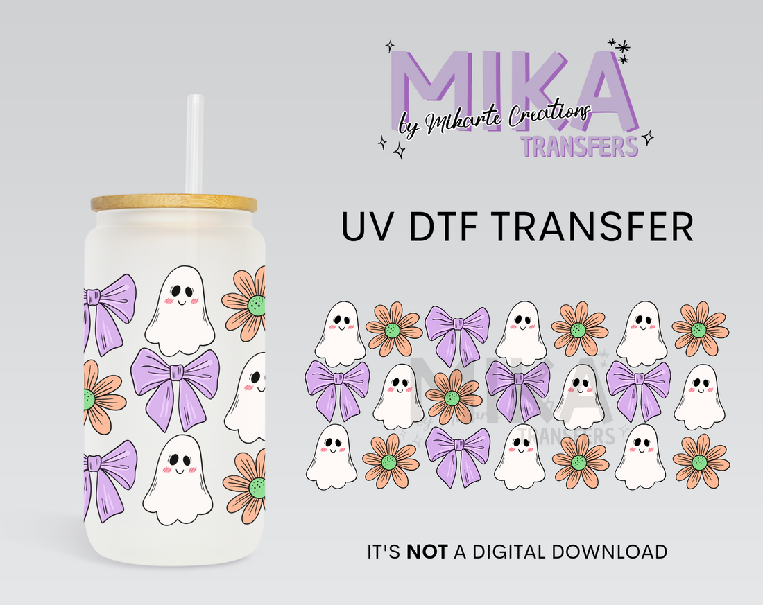 Ghost With Daisies and Bows | UV DTF Wrap