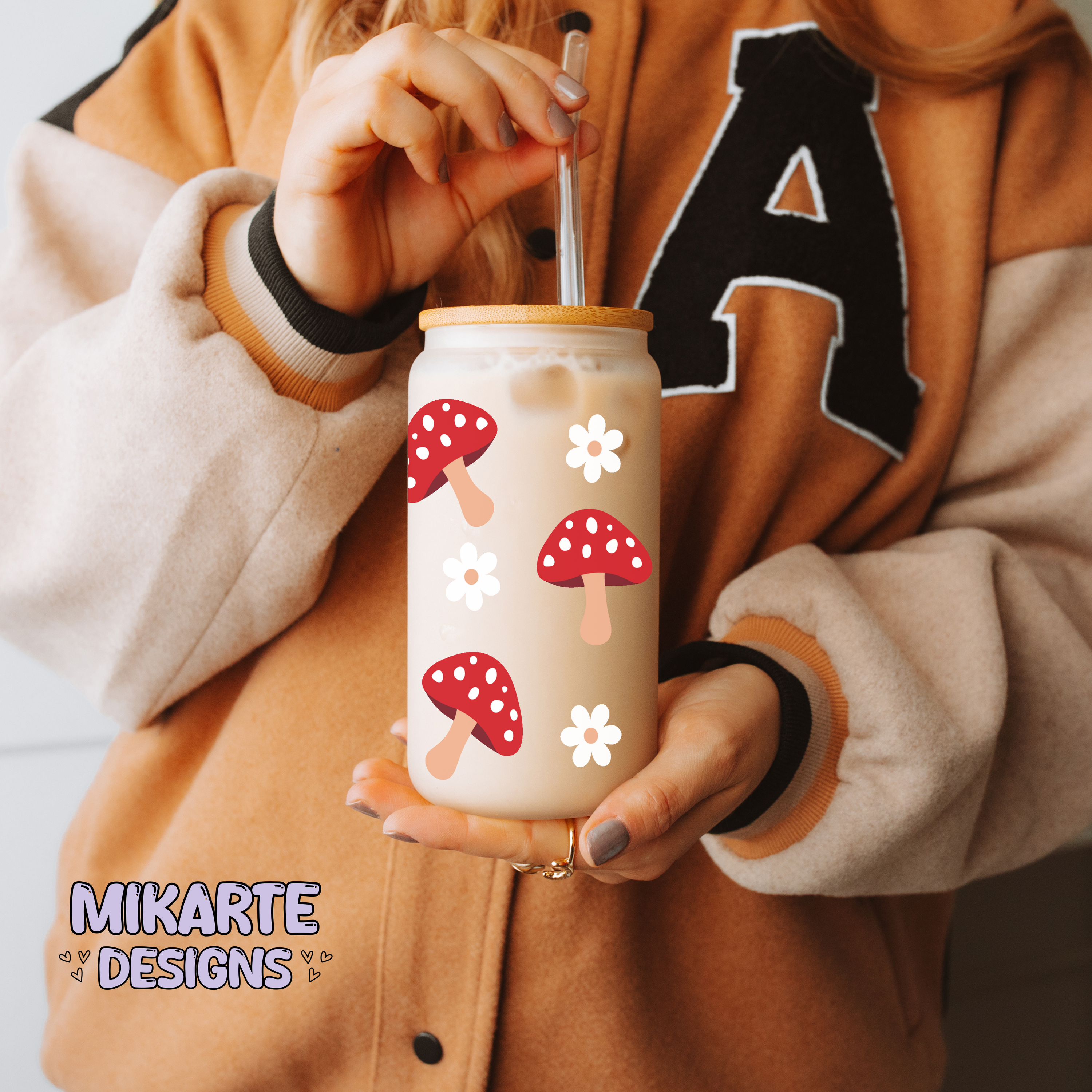 Champiñón | Diseño digital PNG de lata de vidrio de 16oz