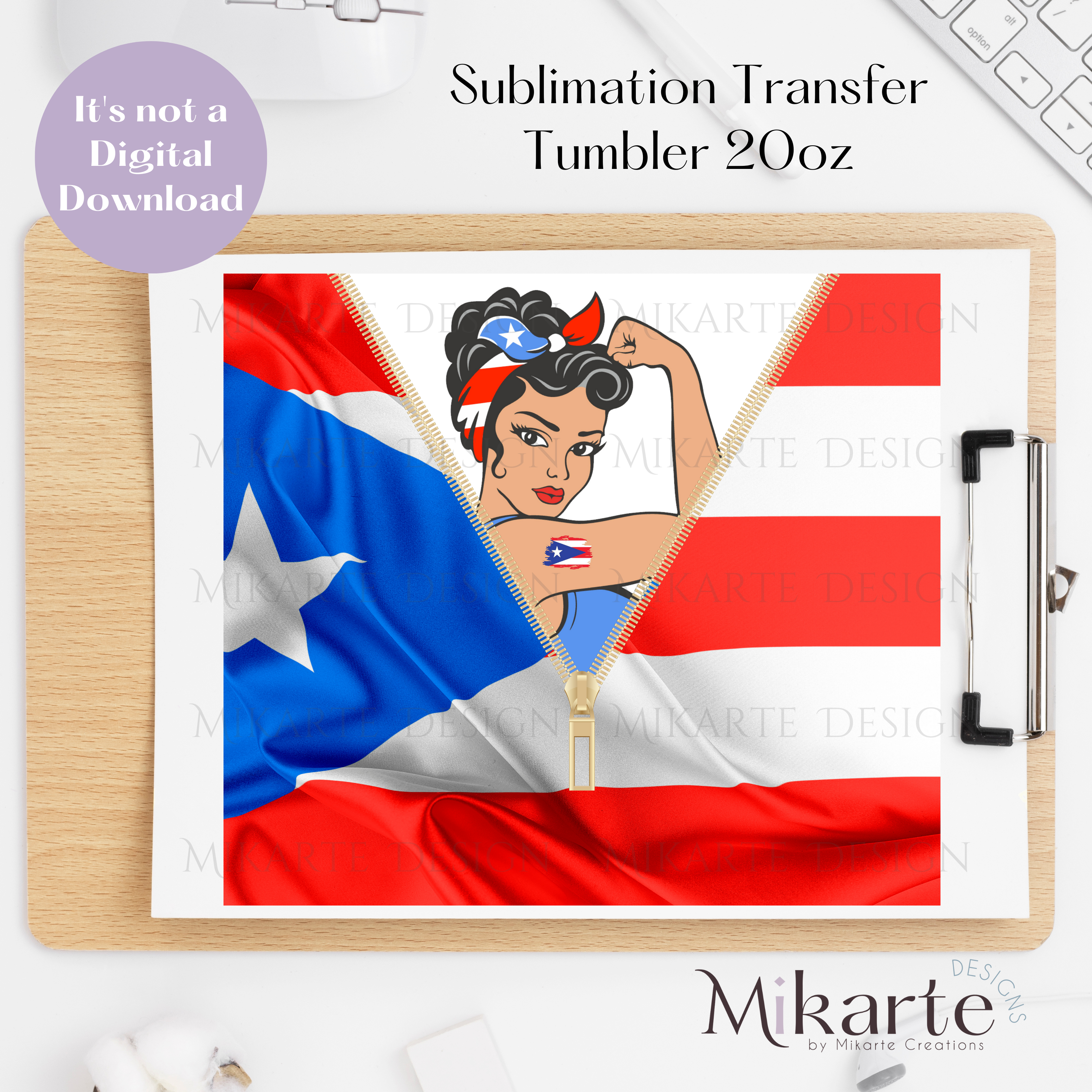 Mujer Boricua  - Tumbler Sublimation Transfer