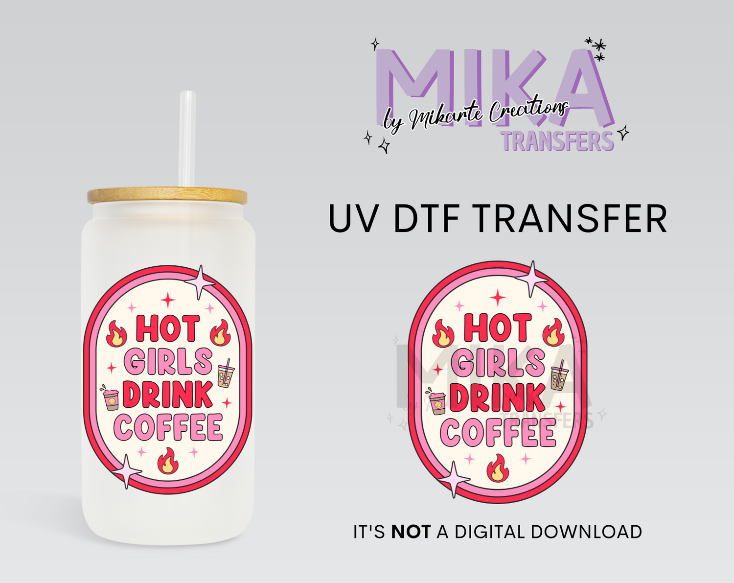 Hot Girls Drink Coffee | UV DTF Decal