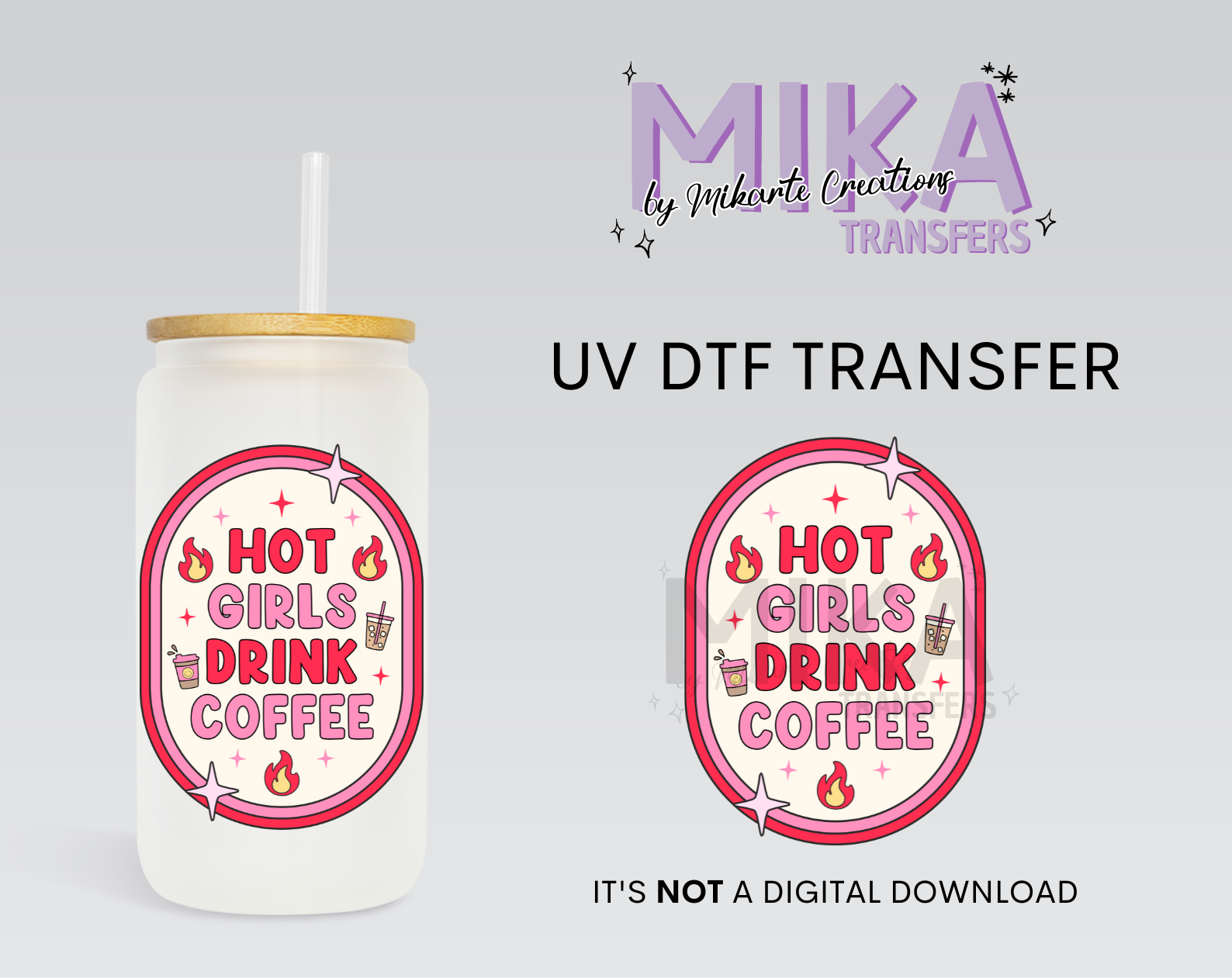 Hot Girls Drink Coffee | UV DTF Decal