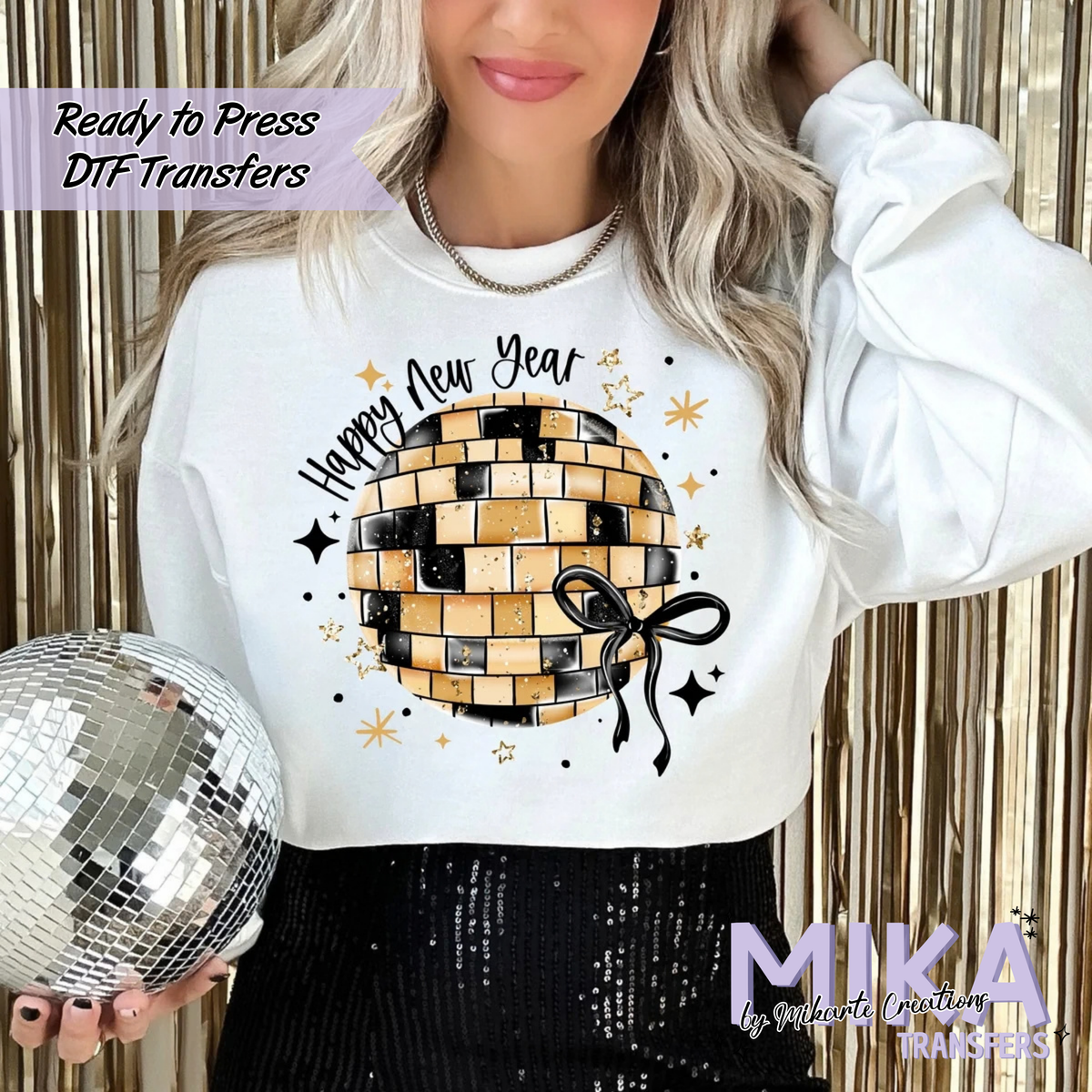 Happy New Year Disco Ball | DTF transfers