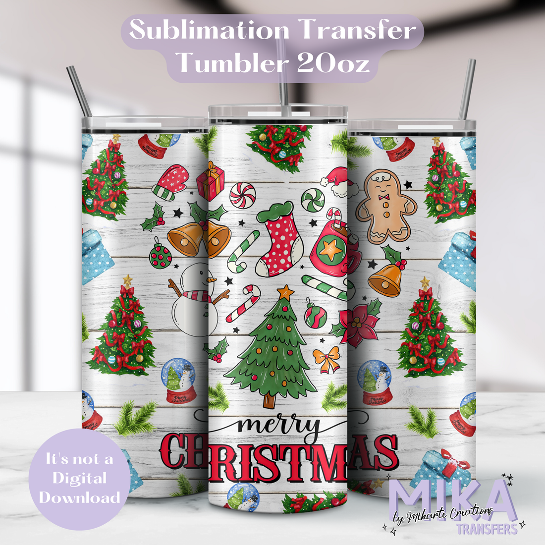 Merry Christmas | Tumbler Sublimation Transfer