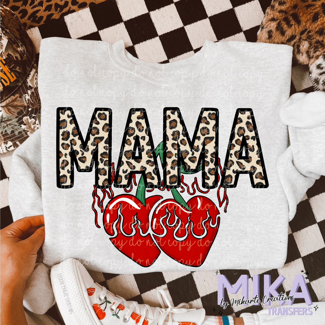 Mama and mini leopard cherry | DTF Transfer