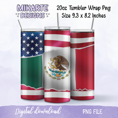 Mexico &amp; USA | Tumbler PNG Digital Design
