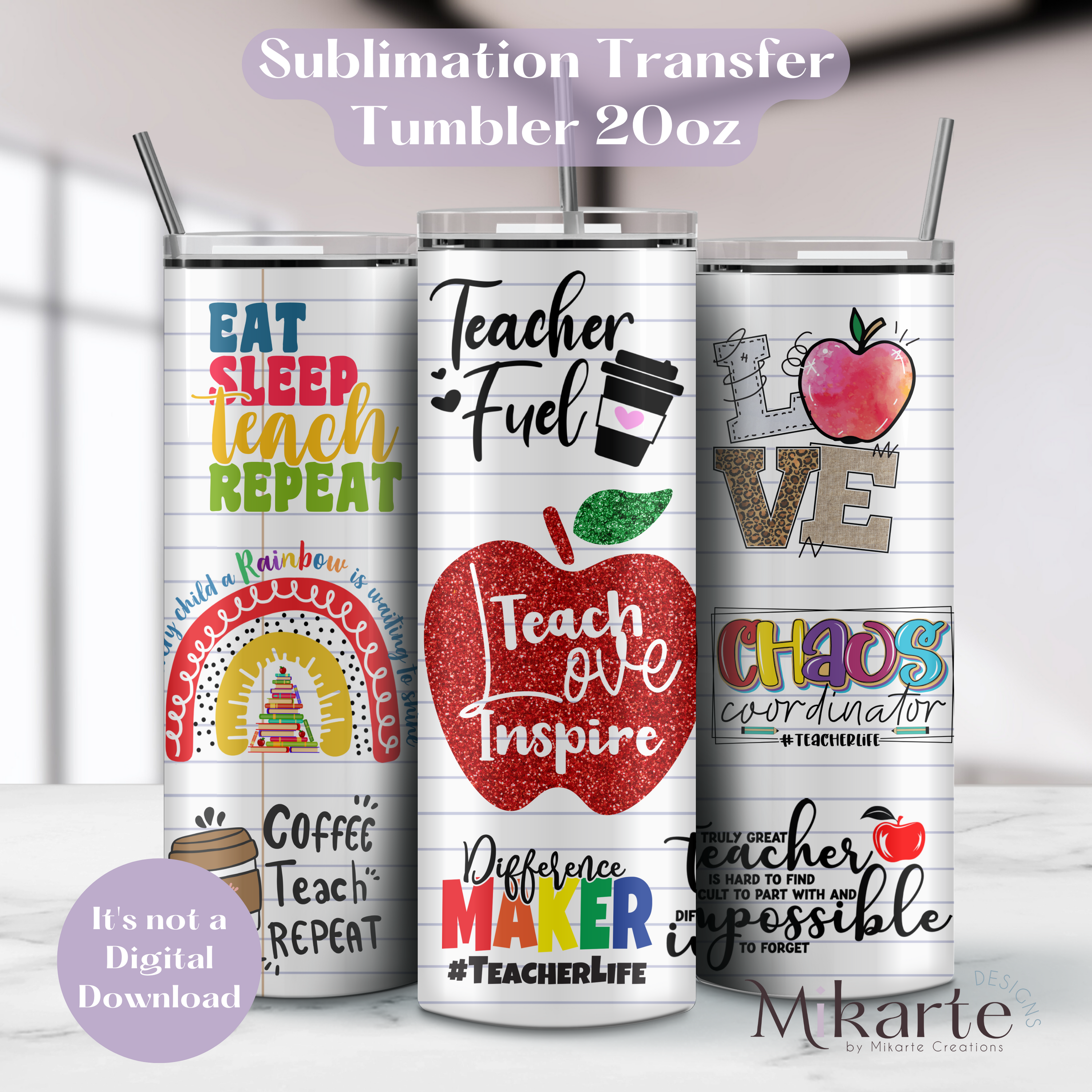 Love Teacher - Tumbler Sublimation Transfer