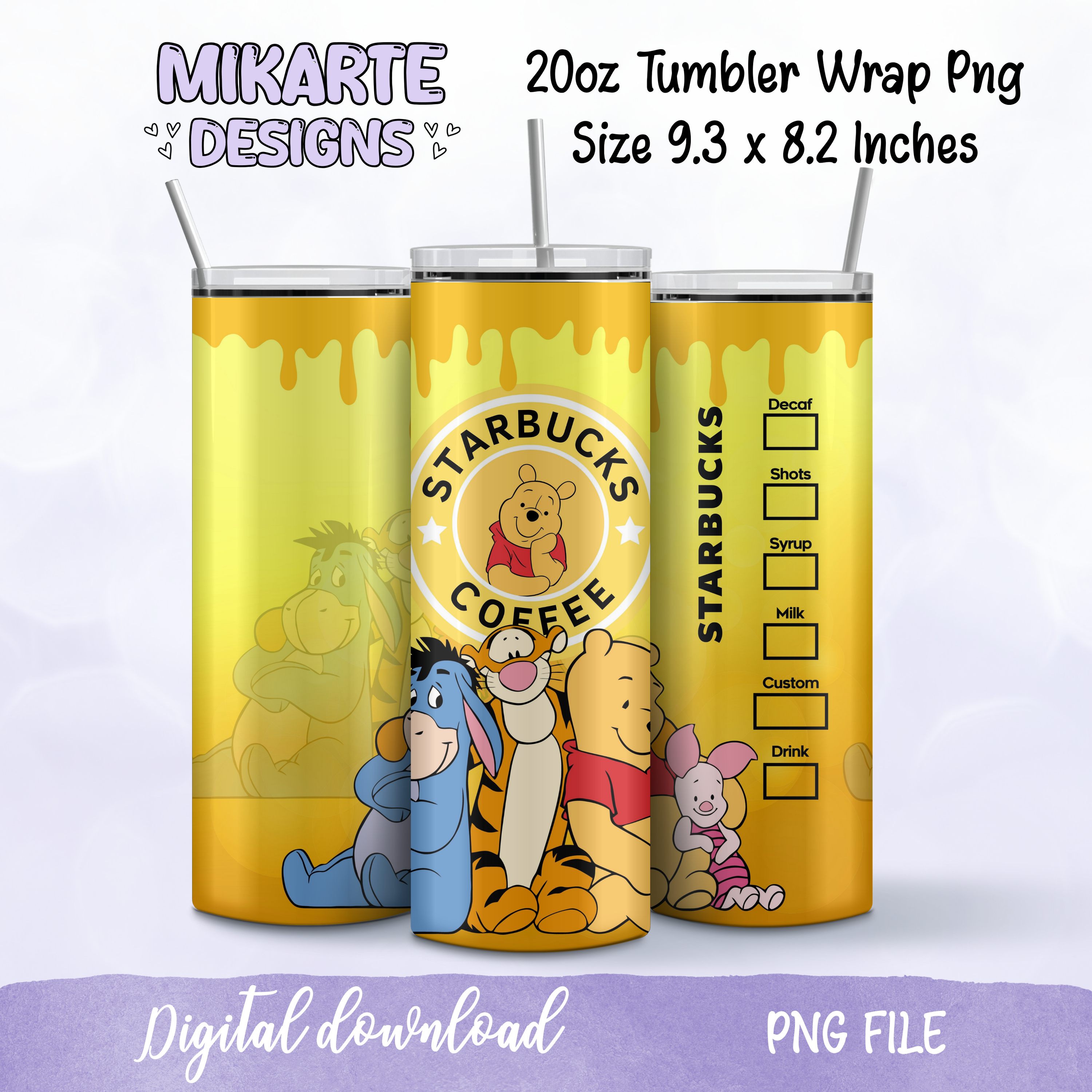 Osito Pooh | Diseño Digital PNG para Vaso Térmico