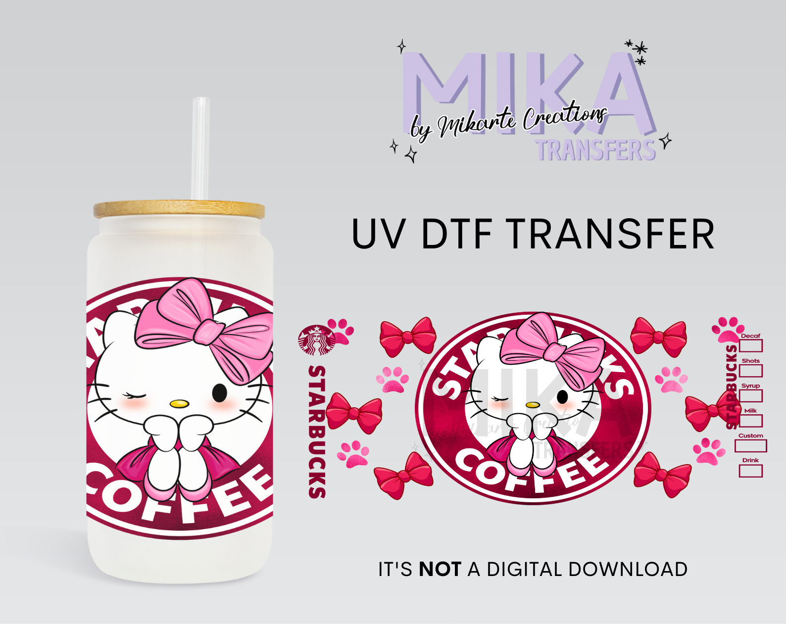 Pink Cat Coffee | UV DTF Wrap