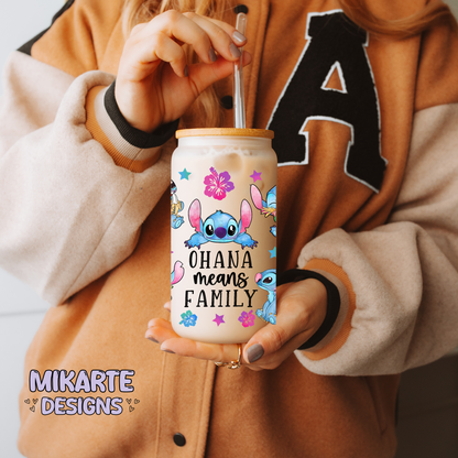 Ohana Means family | 16oz Glass Can PNG Digital Design
