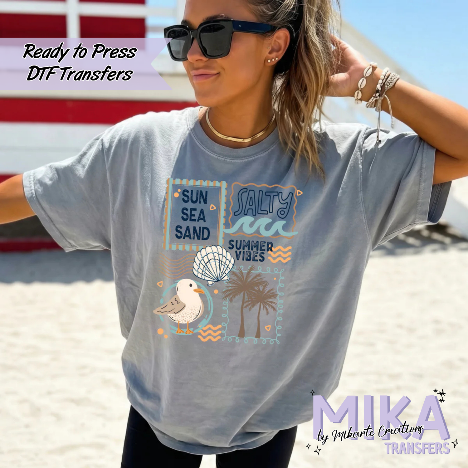 Sun Sea Sand Stamps | DTF transfers
