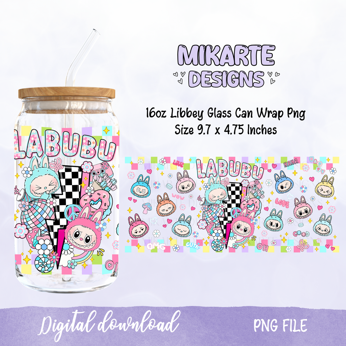 Bubu Doll | 16oz Glass Can PNG Digital Design