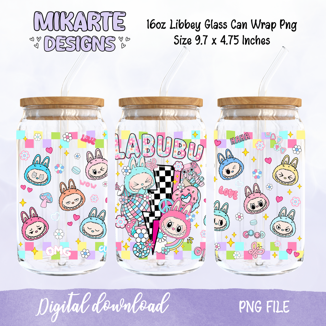 Bubu Doll | 16oz Glass Can PNG Digital Design