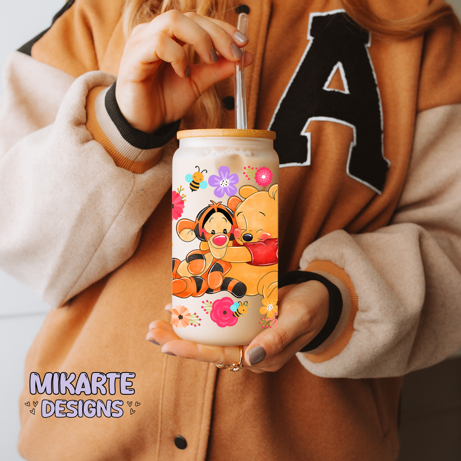 Cute Bear and Friends | 16oz Glass Can PNG Digital Design