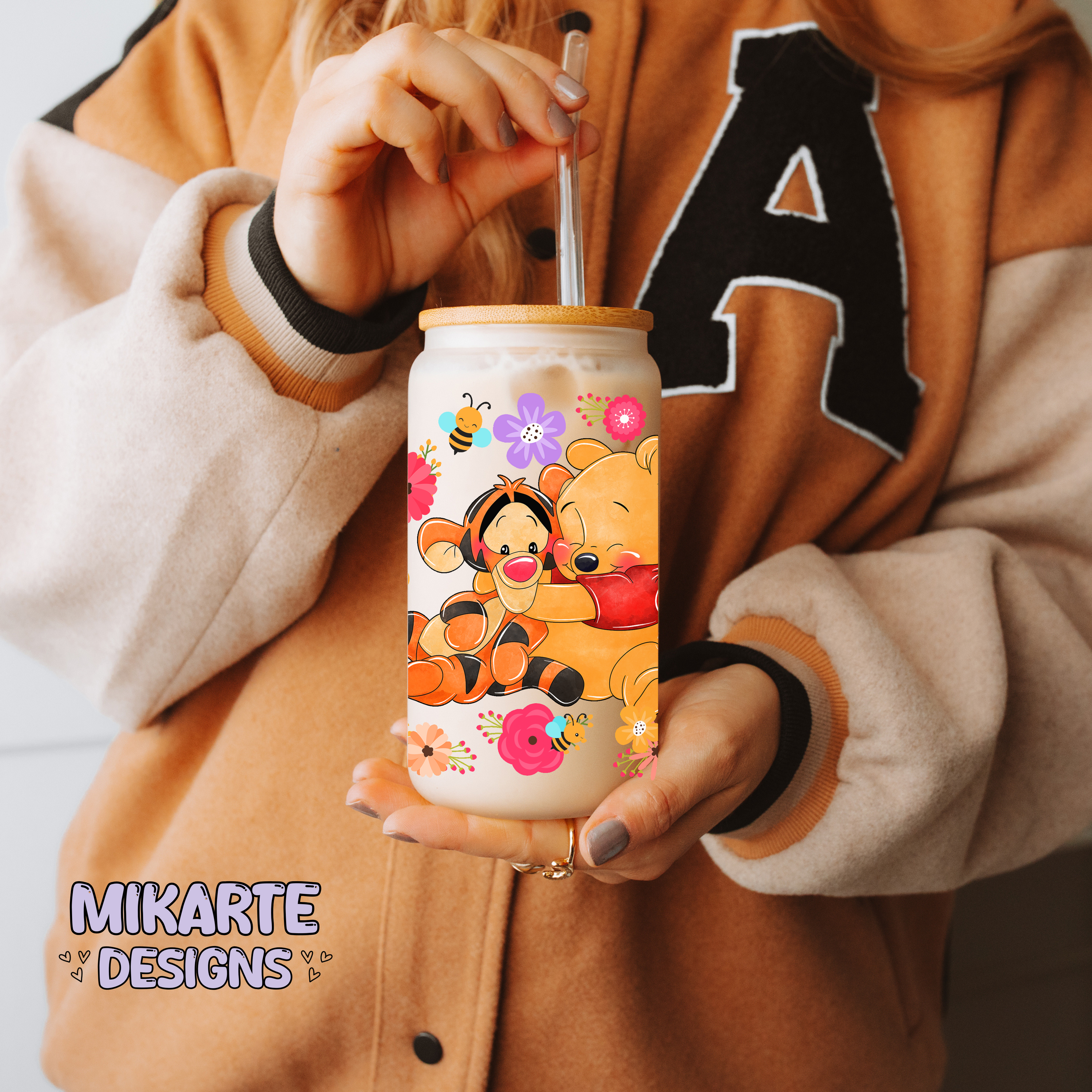 Osito Bonito y Amigos | Diseño Digital PNG para Vaso de Vidrio de 16oz