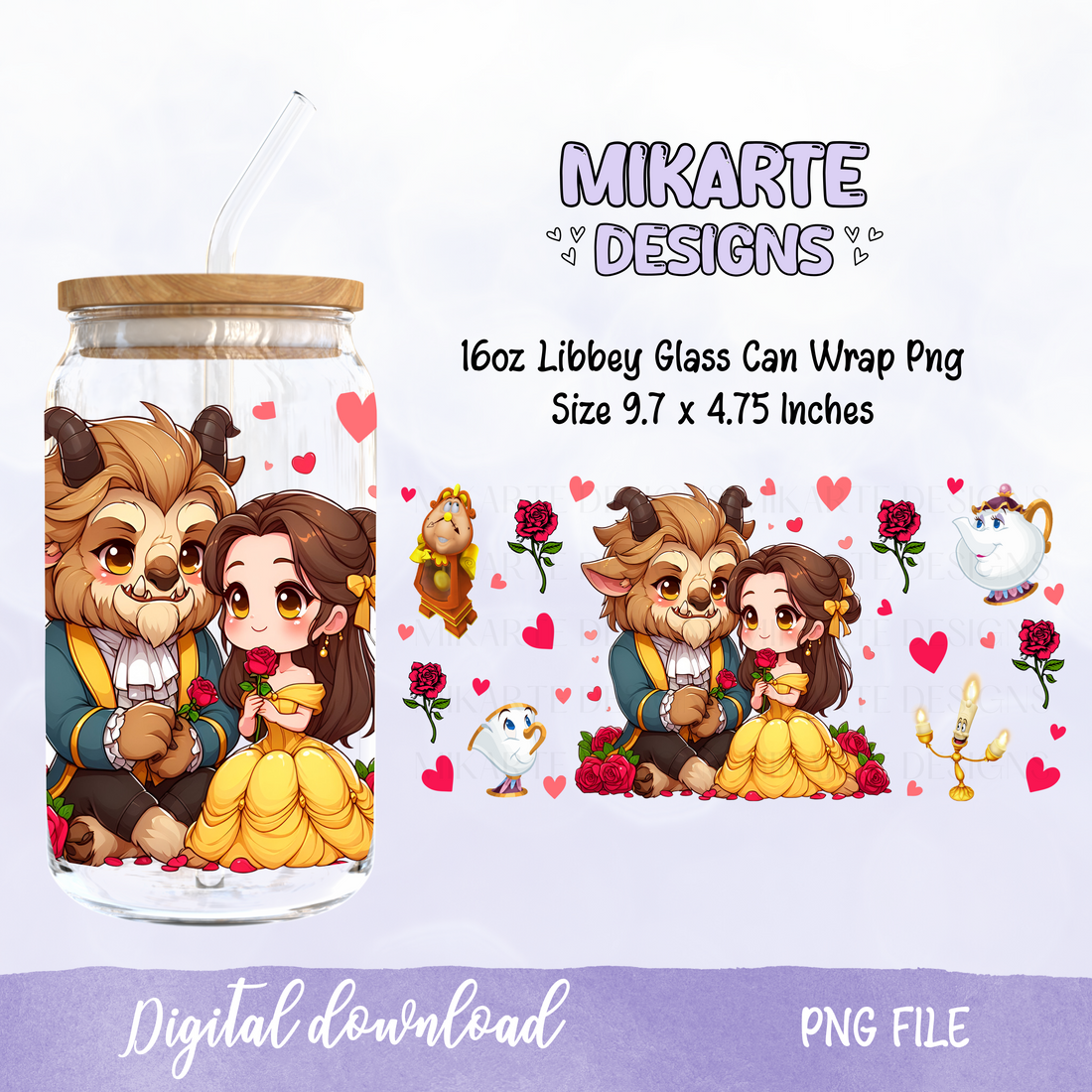 Princess | 16oz Glass Can PNG Digital Design