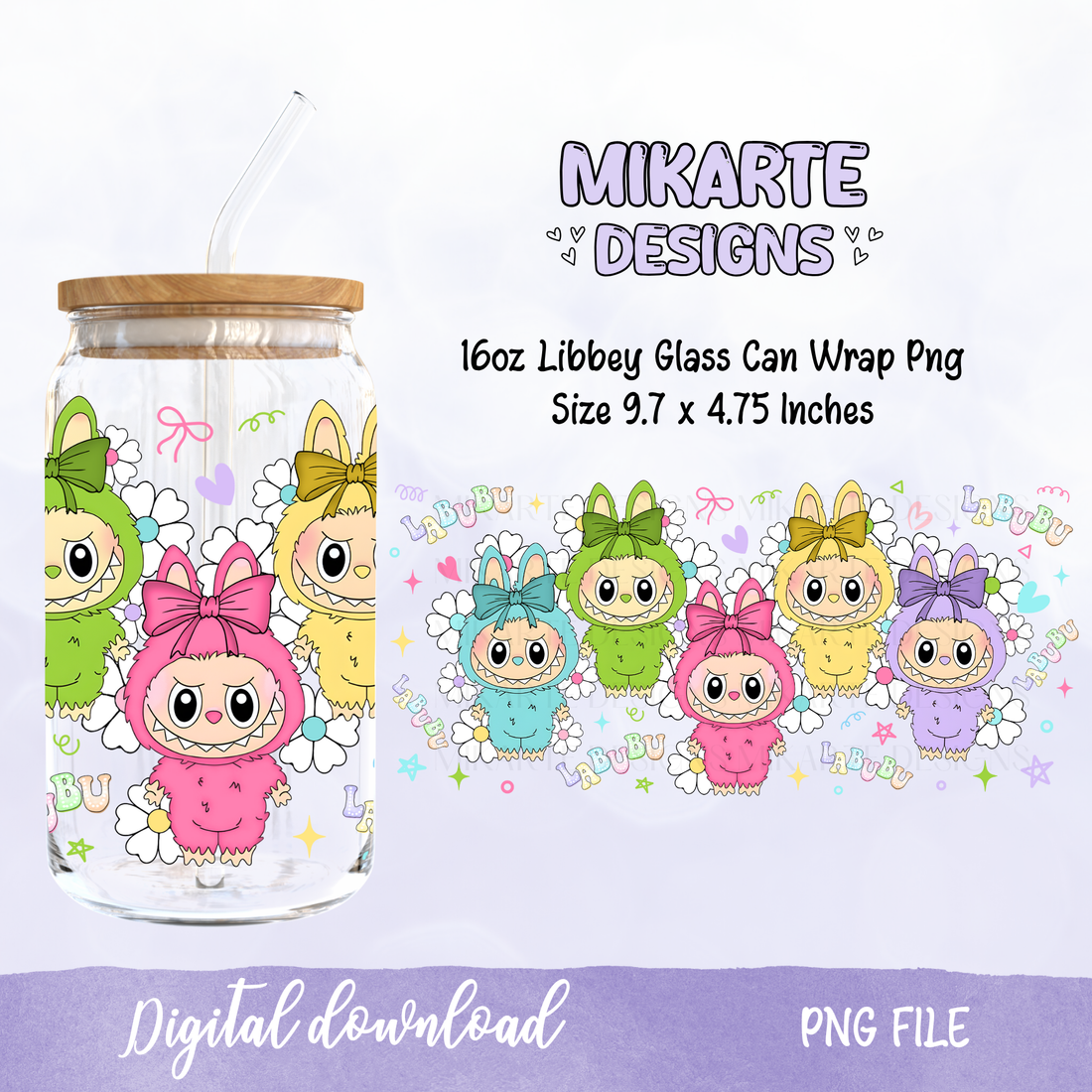 LB Cute | 16oz Glass Can PNG Digital Design