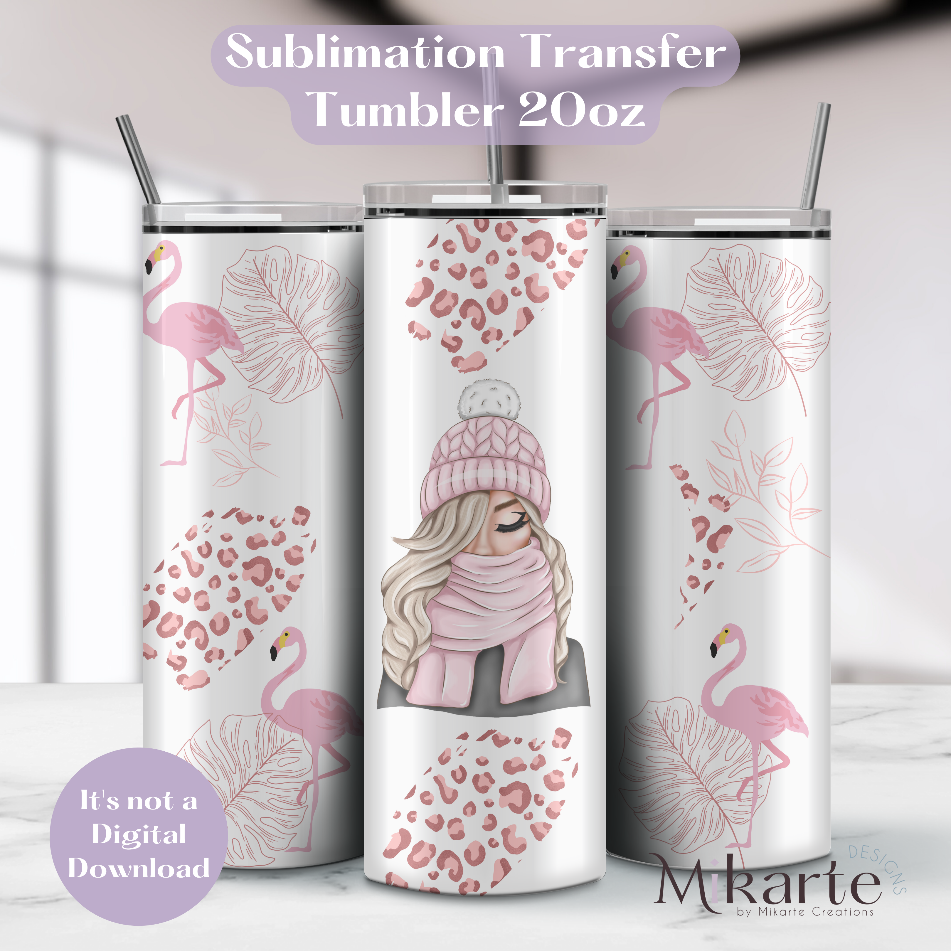 Chica Flamingo  - Tumbler Sublimation Transfer