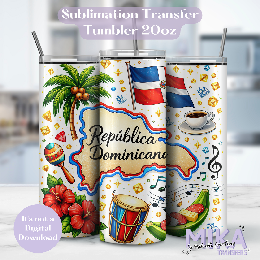 Dominican Republic | Tumbler Sublimation Transfer