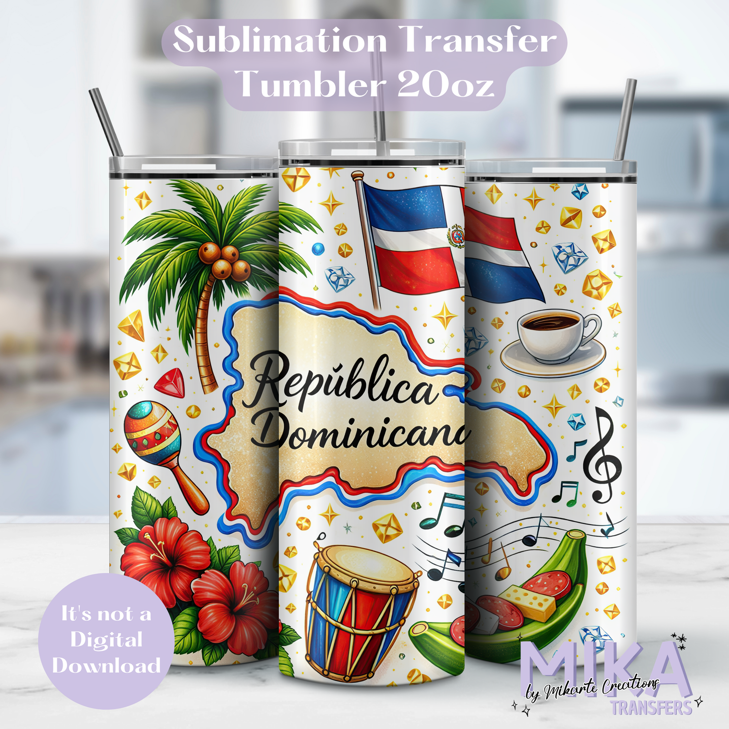 Dominican Republic | Tumbler Sublimation Transfer
