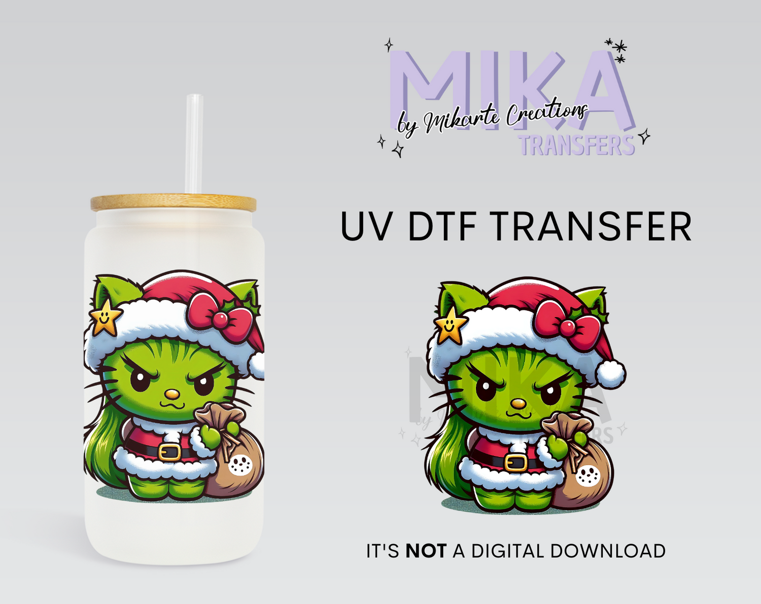 Christmas CatGrinch | UV DTF Decal