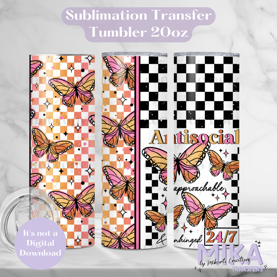 Antisocial | Tumbler Sublimation Transfer