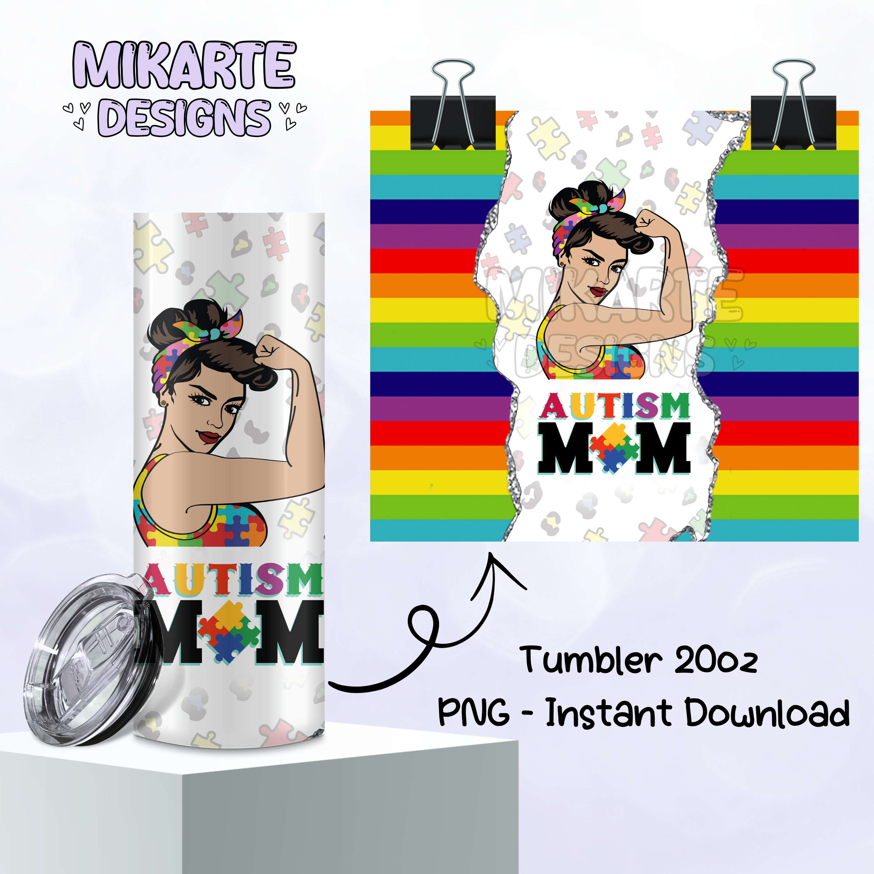 Mamá Autista | Diseño Digital PNG para Vaso Térmico