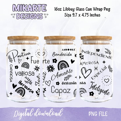 Inspiración | 16oz Glass Can PNG Digital Design