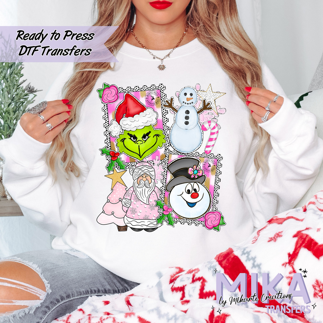 Pink and Green Christmas | DTF Transfers