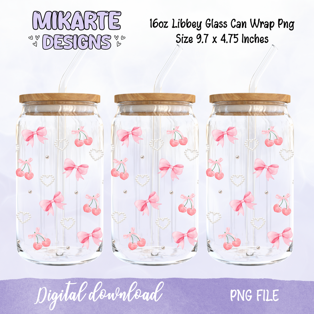 Coquette Girly | 16oz Glass Can PNG Digital Design