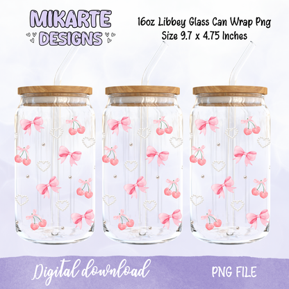 Coquette Girly | 16oz Glass Can PNG Digital Design