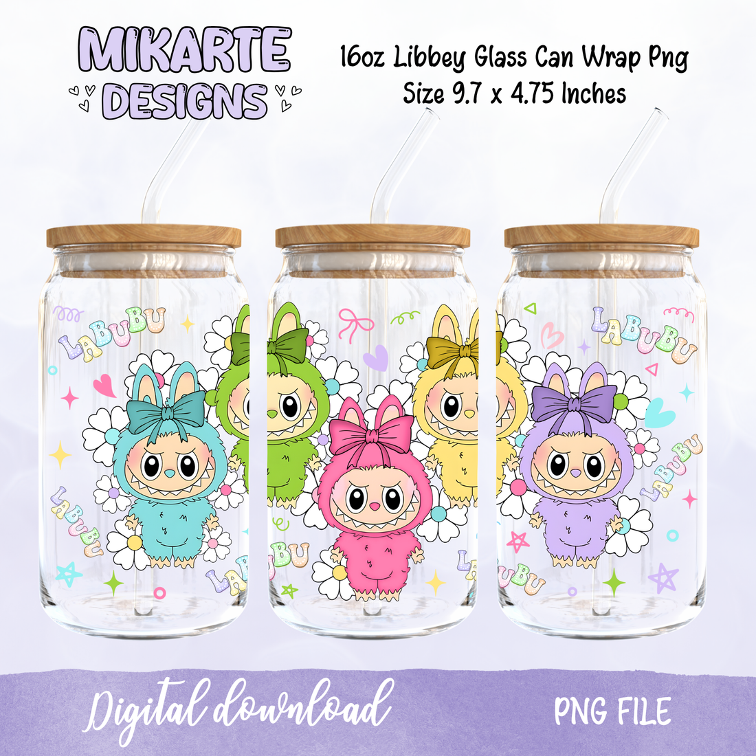 LB Cute | 16oz Glass Can PNG Digital Design
