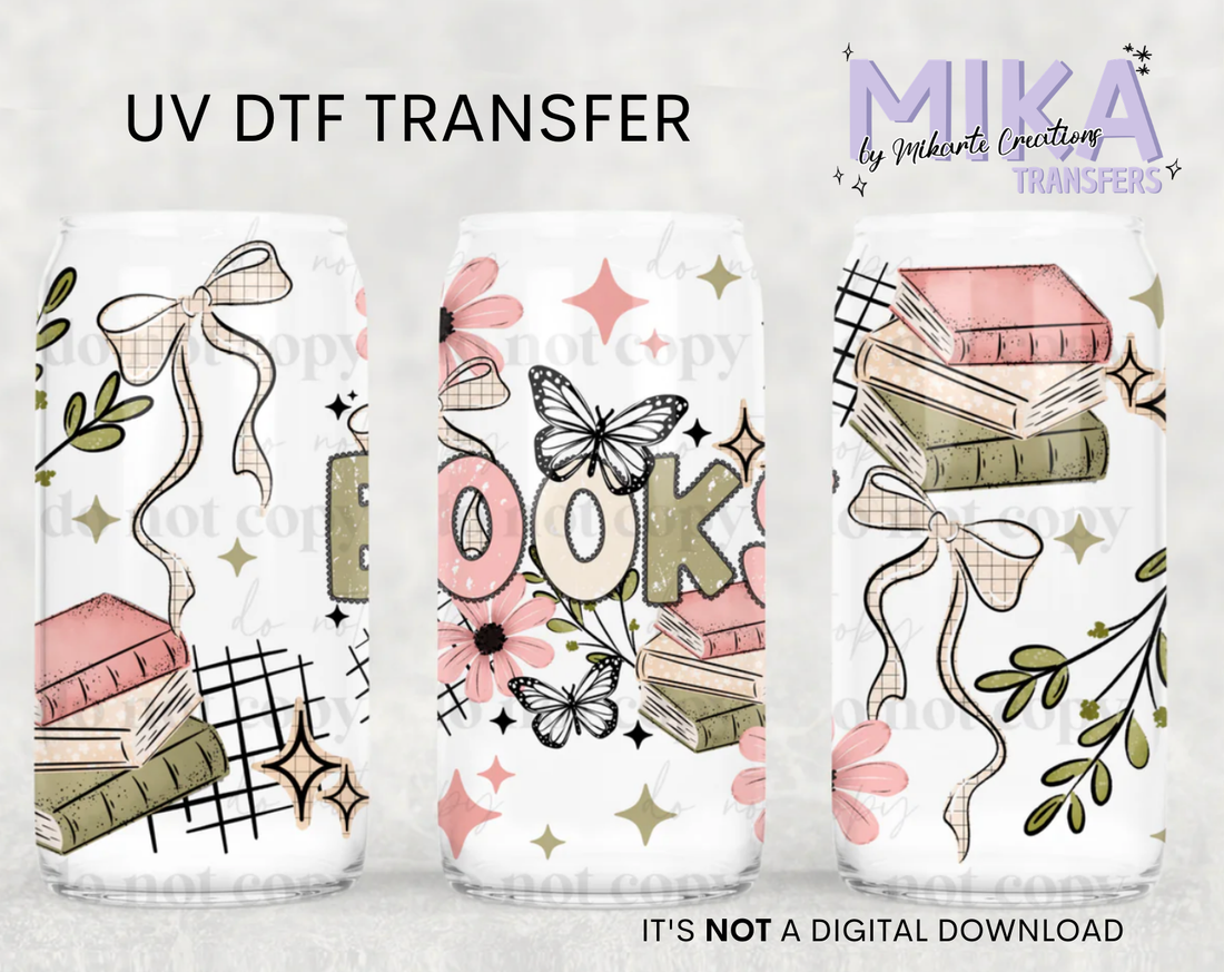 Pink Green Books | UV DTF