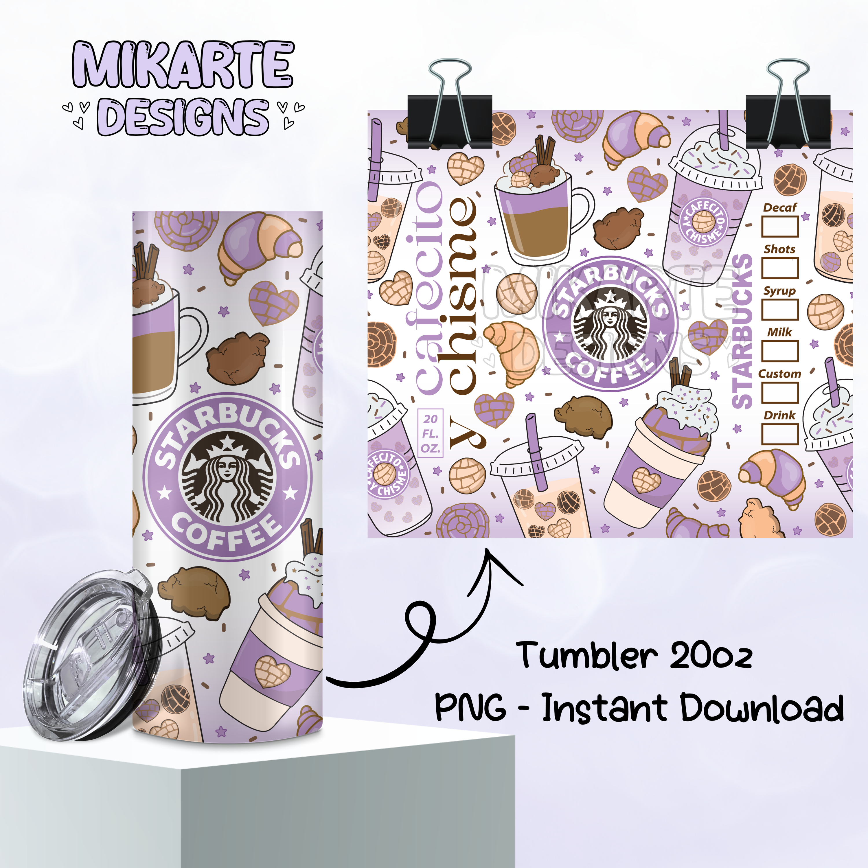 Cafecito y Chisme | Diseño digital en PNG para vaso térmico
